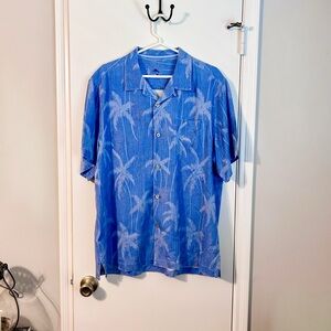 Tommy Bahama Silk Blue Palm Print Shirt